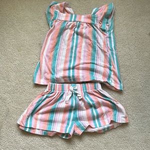 Carters girls two piece tank and shorts set. Pastel striped. Size 3T
